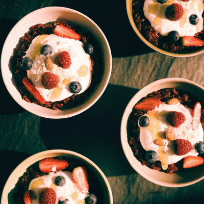 Red Rice Breakfast Bowl with Fresh Berries