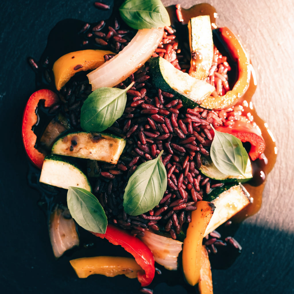 Red Rice Salad with Roasted Vegetables