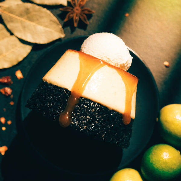 Black Rice and Leche Flan Stack