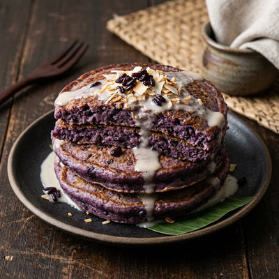 Black Rice Pancakes with Coconut Syrup — Agriko black rice recipe