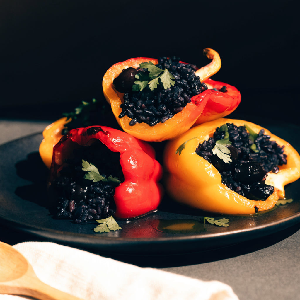 Black Rice Stuffed Bell Peppers