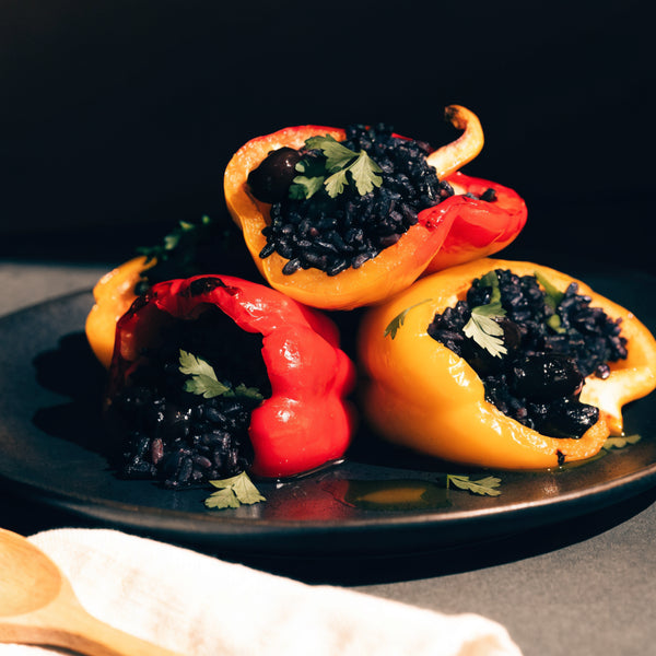 Black Rice Stuffed Bell Peppers