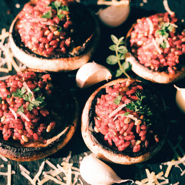 Red Rice Stuffed Portobello Mushrooms