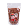 Packaged red rice with a label on a white background