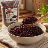 Cooked organic black rice with Agriko pouch