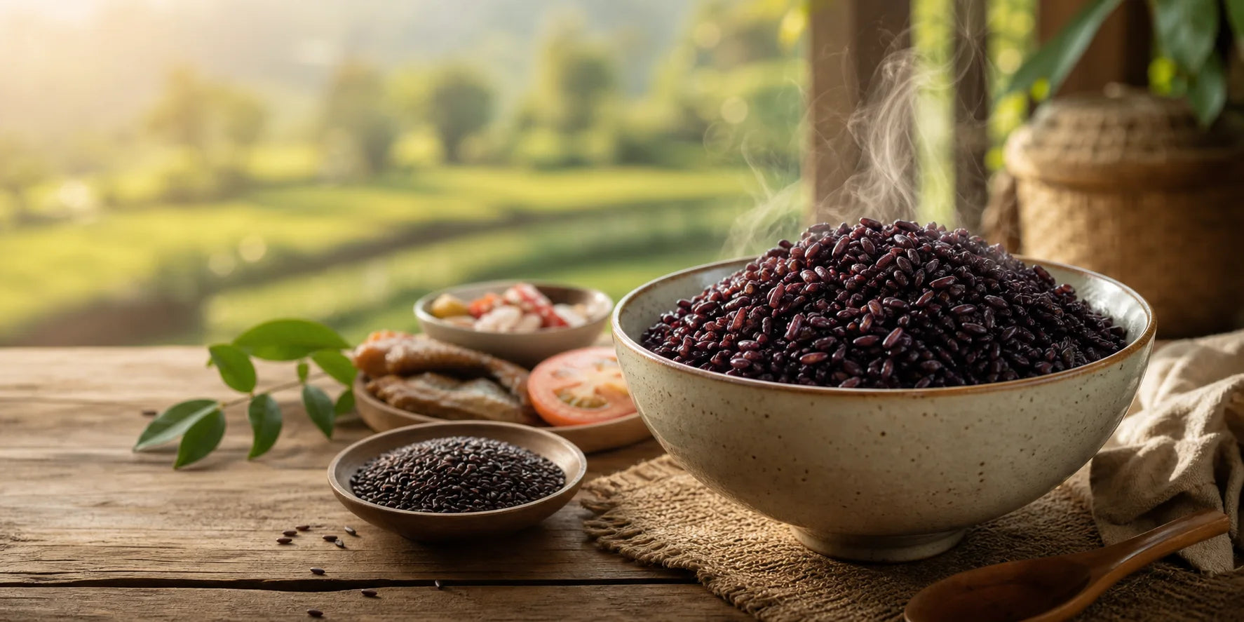 Cooked Agriko organic black rice