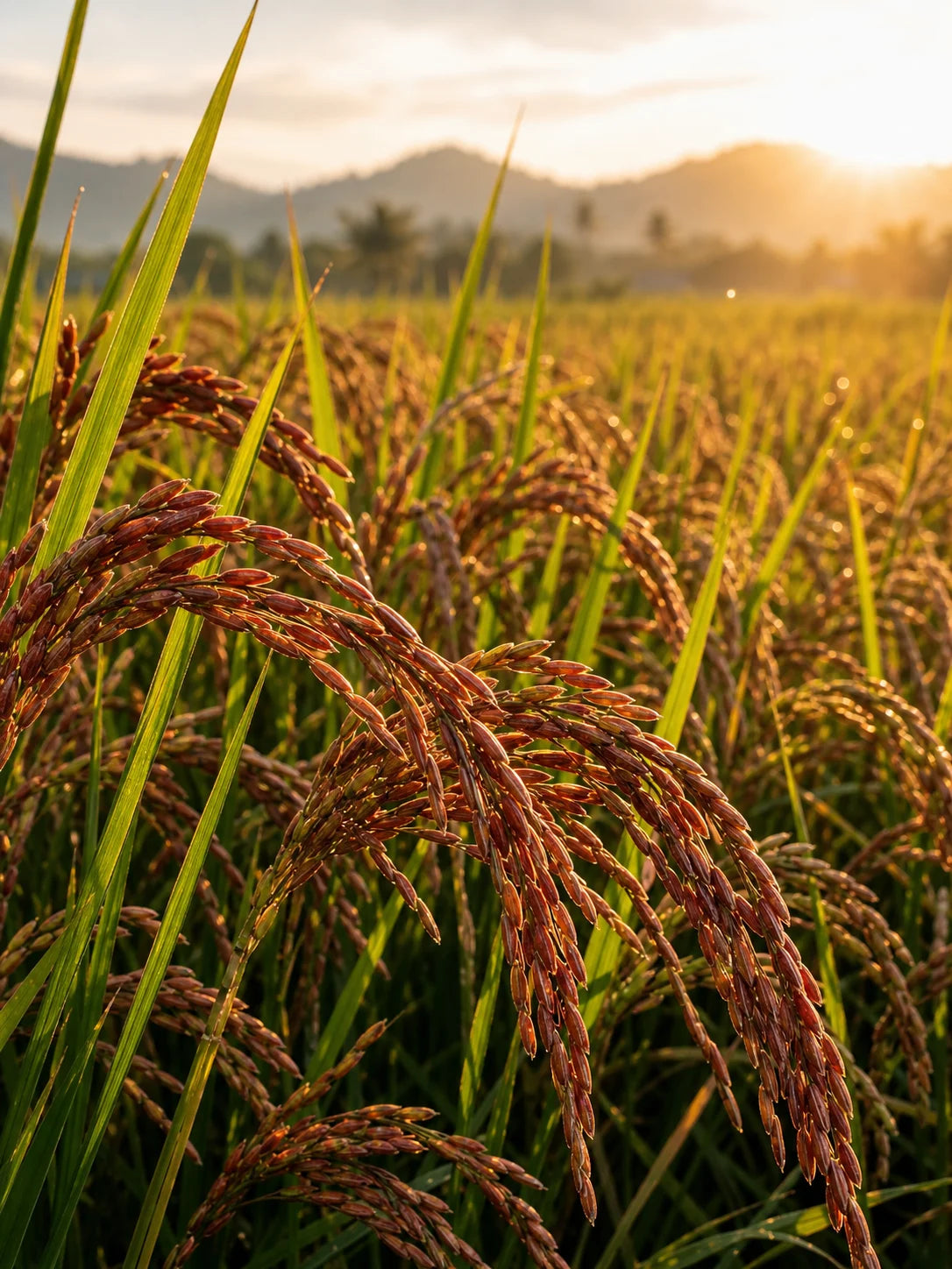100% organic red rice field